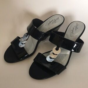 Dexflex Comfort slip on wedges black silver 6.5W